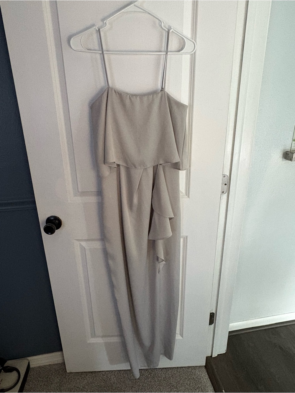 Asos size 4 Light Gray Ruffled Strap Maxi Dress